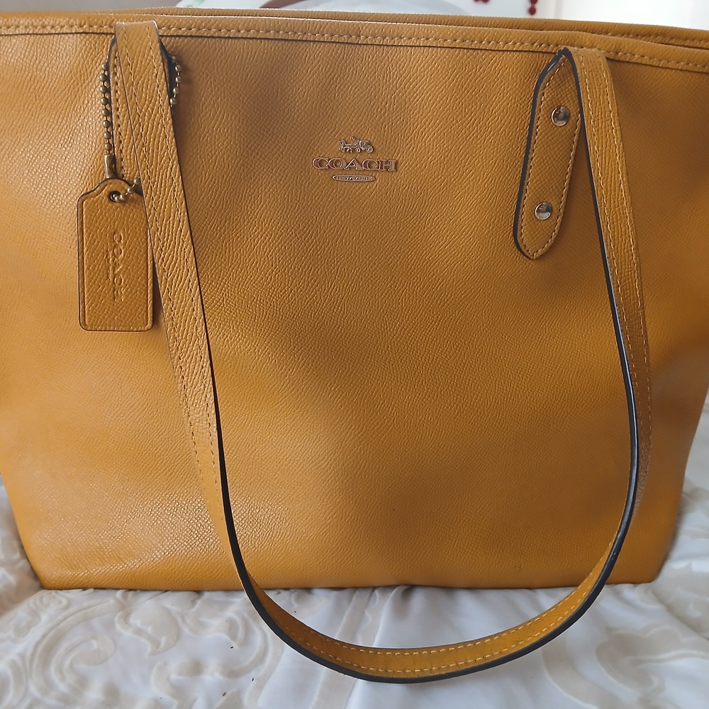 Coach Yellow Leather Tote Bag